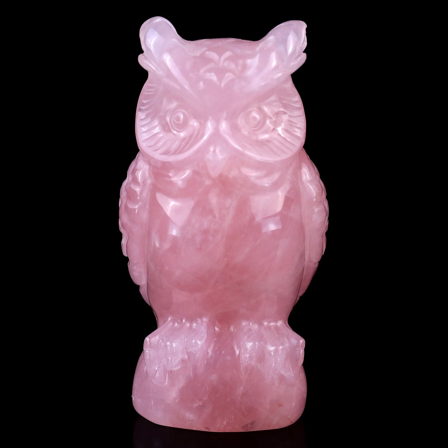 Nicedony 3.1" Rose Quartz Hand Carved Crystal Owl Sculpture - #S100050