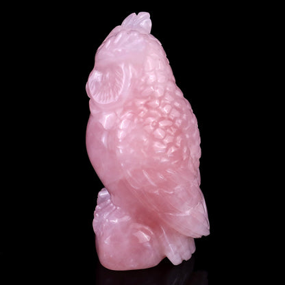 Nicedony 3.1" Rose Quartz Hand Carved Crystal Owl Sculpture - View 4