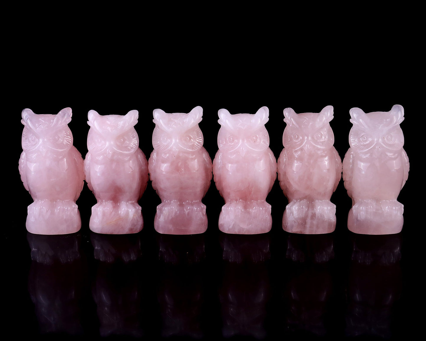 Nicedony 3.1" Rose Quartz Hand Carved Crystal Owl Sculpture - View 15