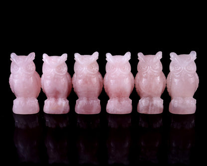 Nicedony 3.1" Rose Quartz Hand Carved Crystal Owl Sculpture - View 15