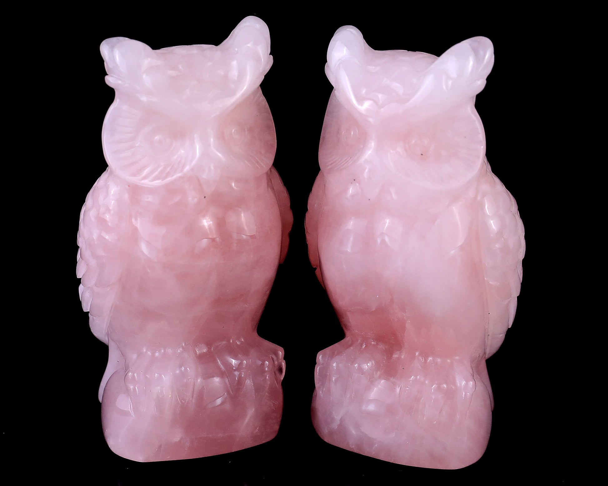 Nicedony 3.1" Rose Quartz Hand Carved Crystal Owl Sculpture - View 9