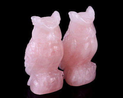 Nicedony 3.1" Rose Quartz Hand Carved Crystal Owl Sculpture - View 14