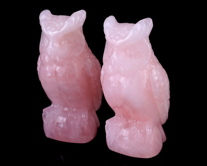 Nicedony 3.1" Rose Quartz Hand Carved Crystal Owl Sculpture - View 16