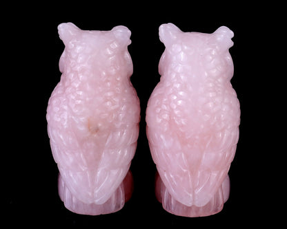 Nicedony 3.1" Rose Quartz Hand Carved Crystal Owl Sculpture - View 12