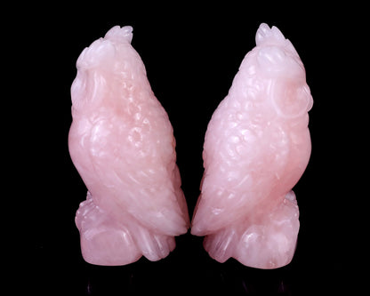 Nicedony 3.1" Rose Quartz Hand Carved Crystal Owl Sculpture - View 11