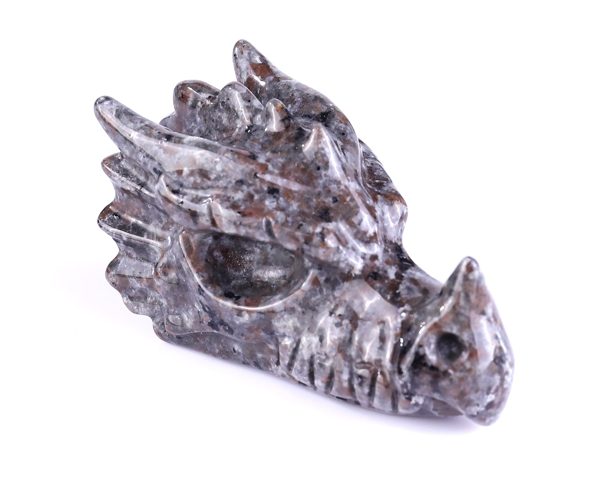 Nicedony 3.1" Yooperlite Hand Carved Crystal Dragon Skull Sculpture - #3100157