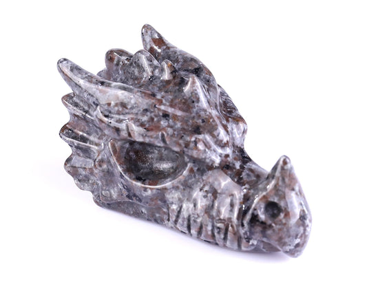 Nicedony 3.1" Yooperlite Hand Carved Crystal Dragon Skull Sculpture - #3100157