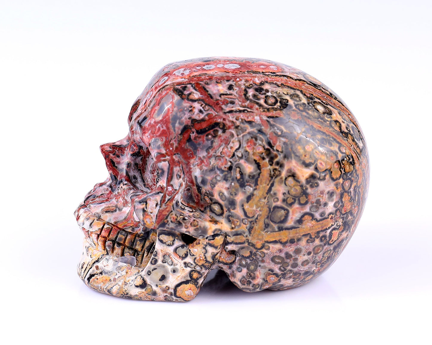 Nicedony 3.1" Leopard Skin Jasper Hand Carved Realistic Skull - View 4