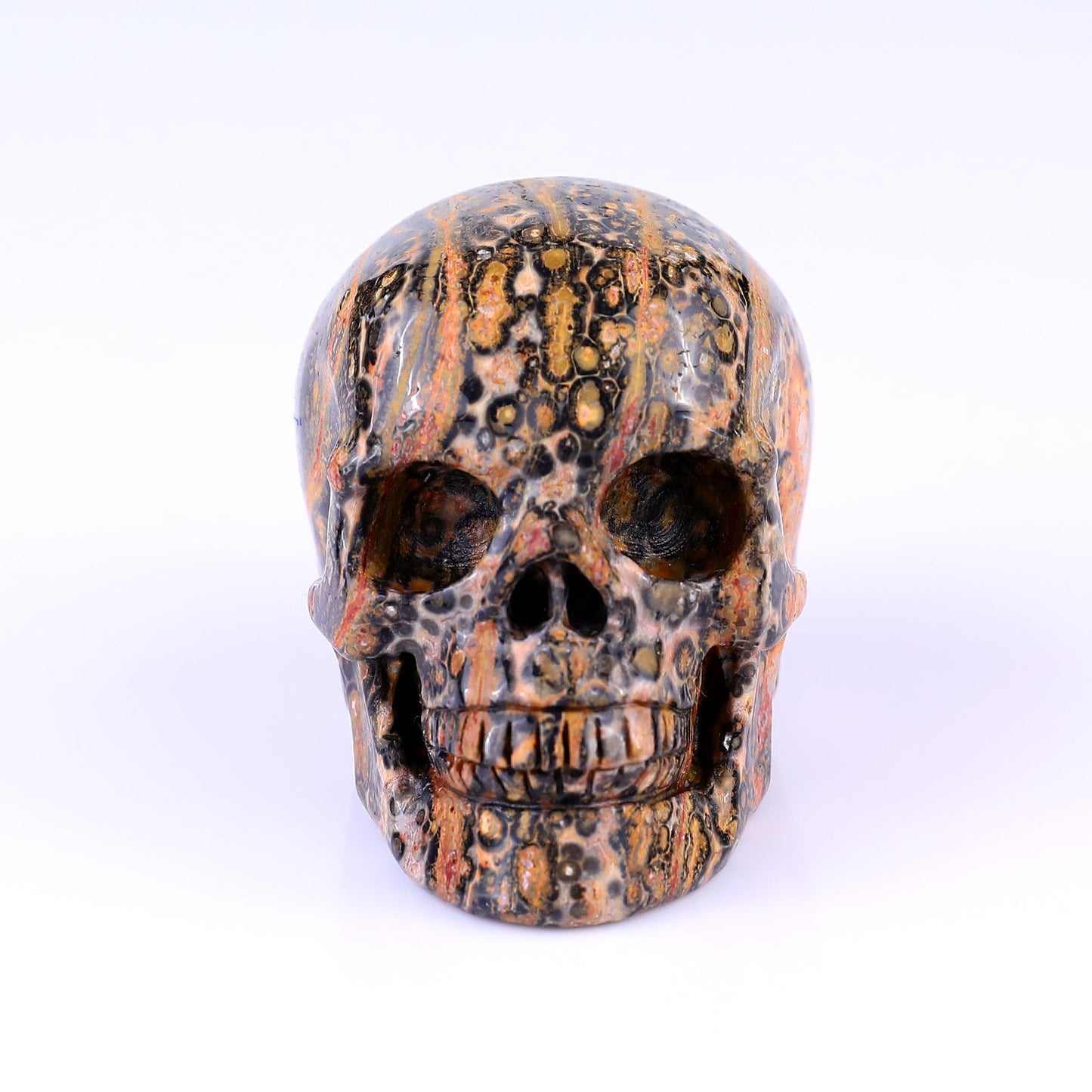 Nicedony 3.1" Leopard Skin Jasper Hand Carved Realistic Skull - View 9