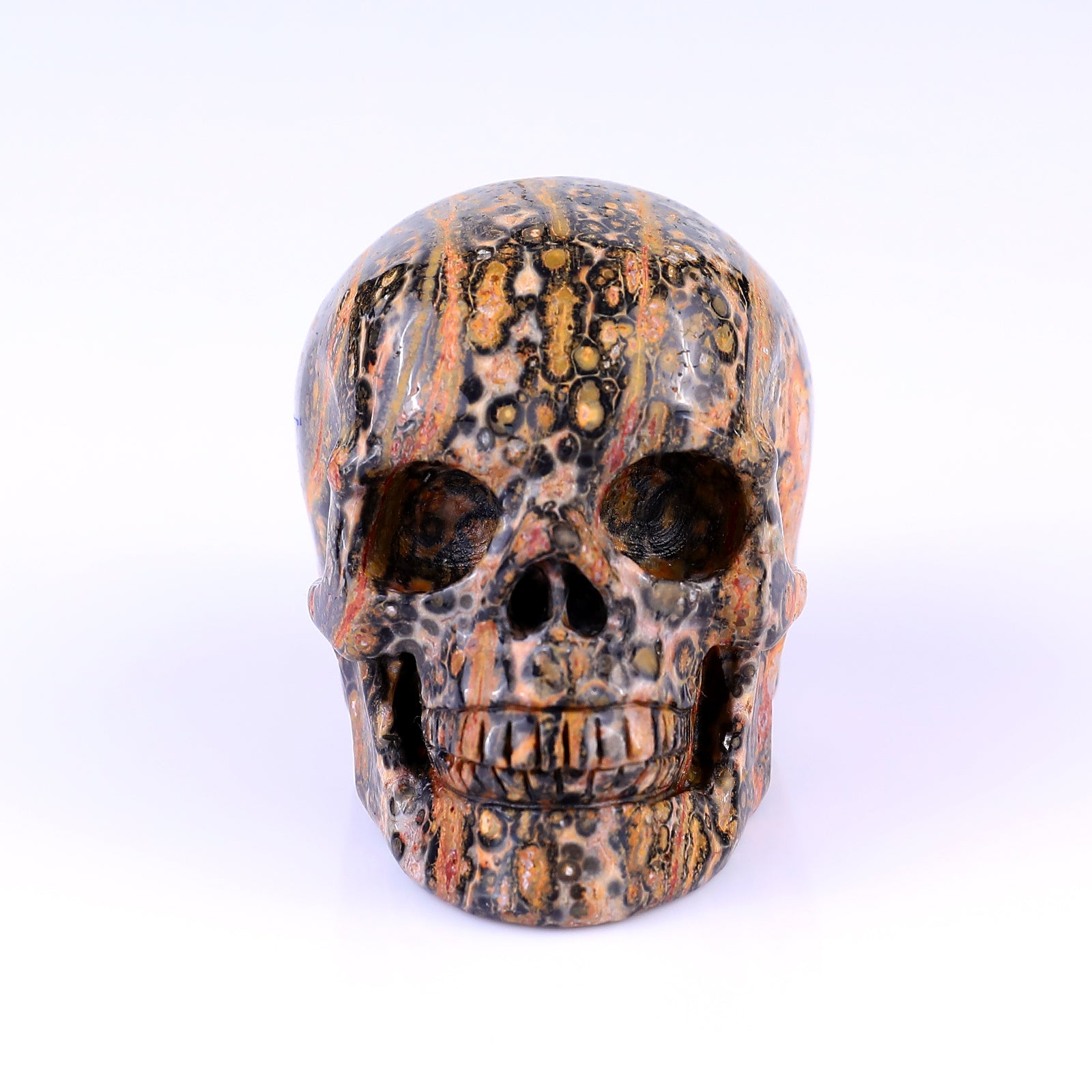 Nicedony 3.1" Leopard Skin Jasper Hand Carved Realistic Skull - View 9