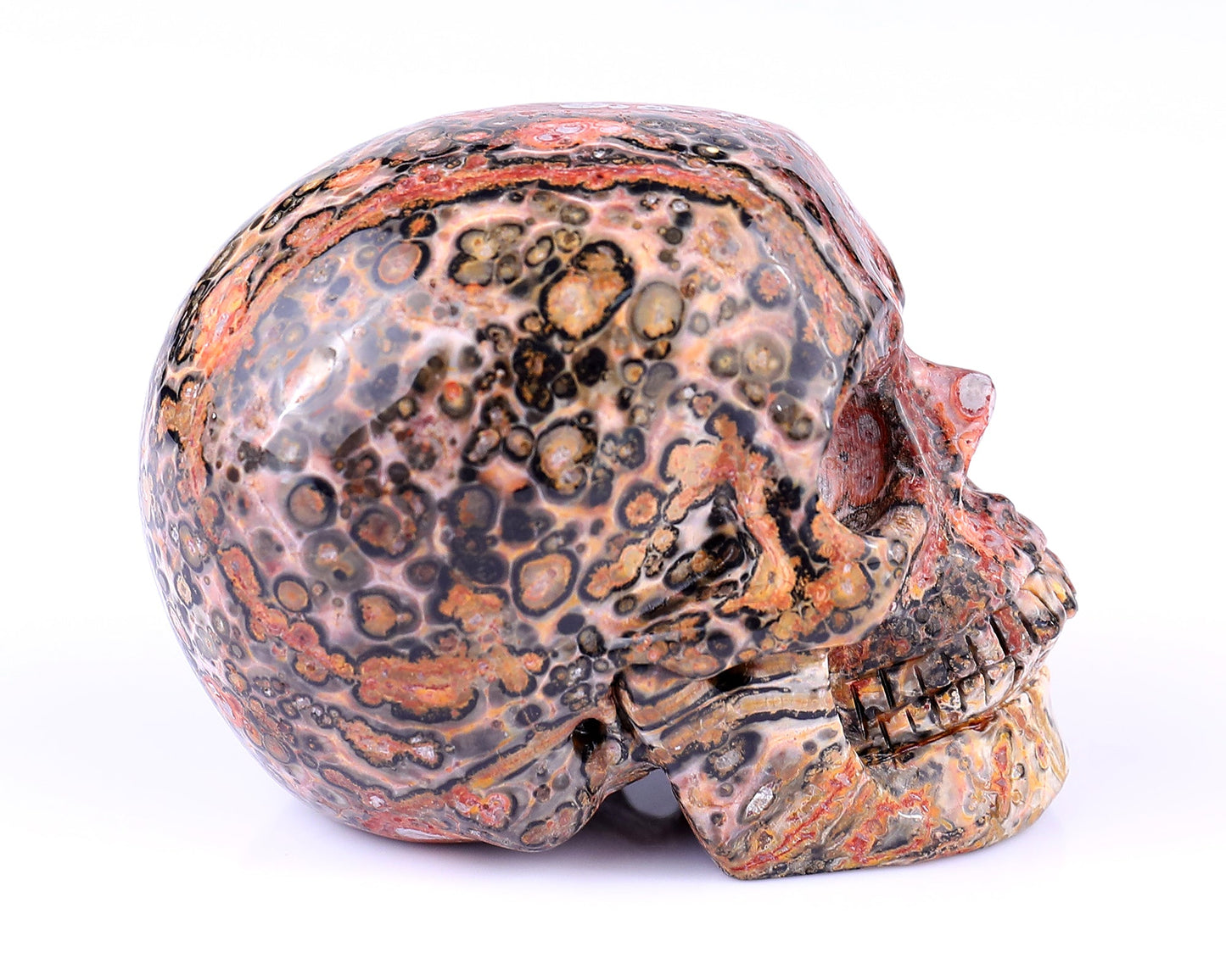 Nicedony 3.1" Leopard Skin Jasper Hand Carved Realistic Skull - View 3