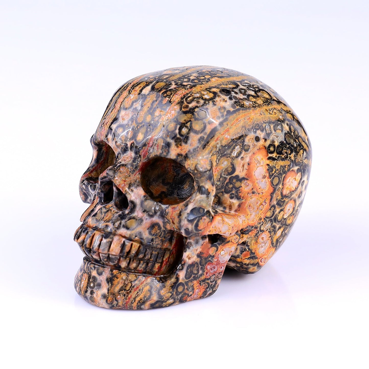 Nicedony 3.1" Leopard Skin Jasper Hand Carved Realistic Skull - View 14