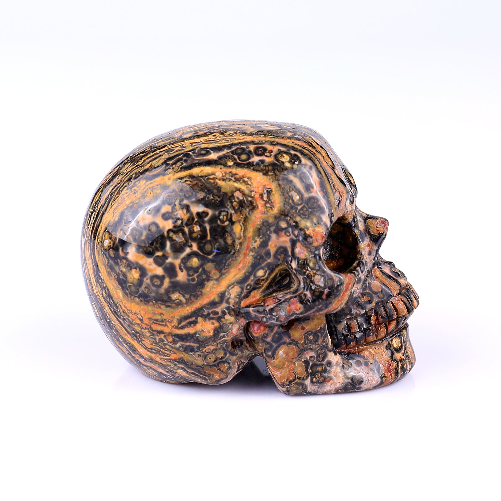 Nicedony 3.1" Leopard Skin Jasper Hand Carved Realistic Skull - View 10