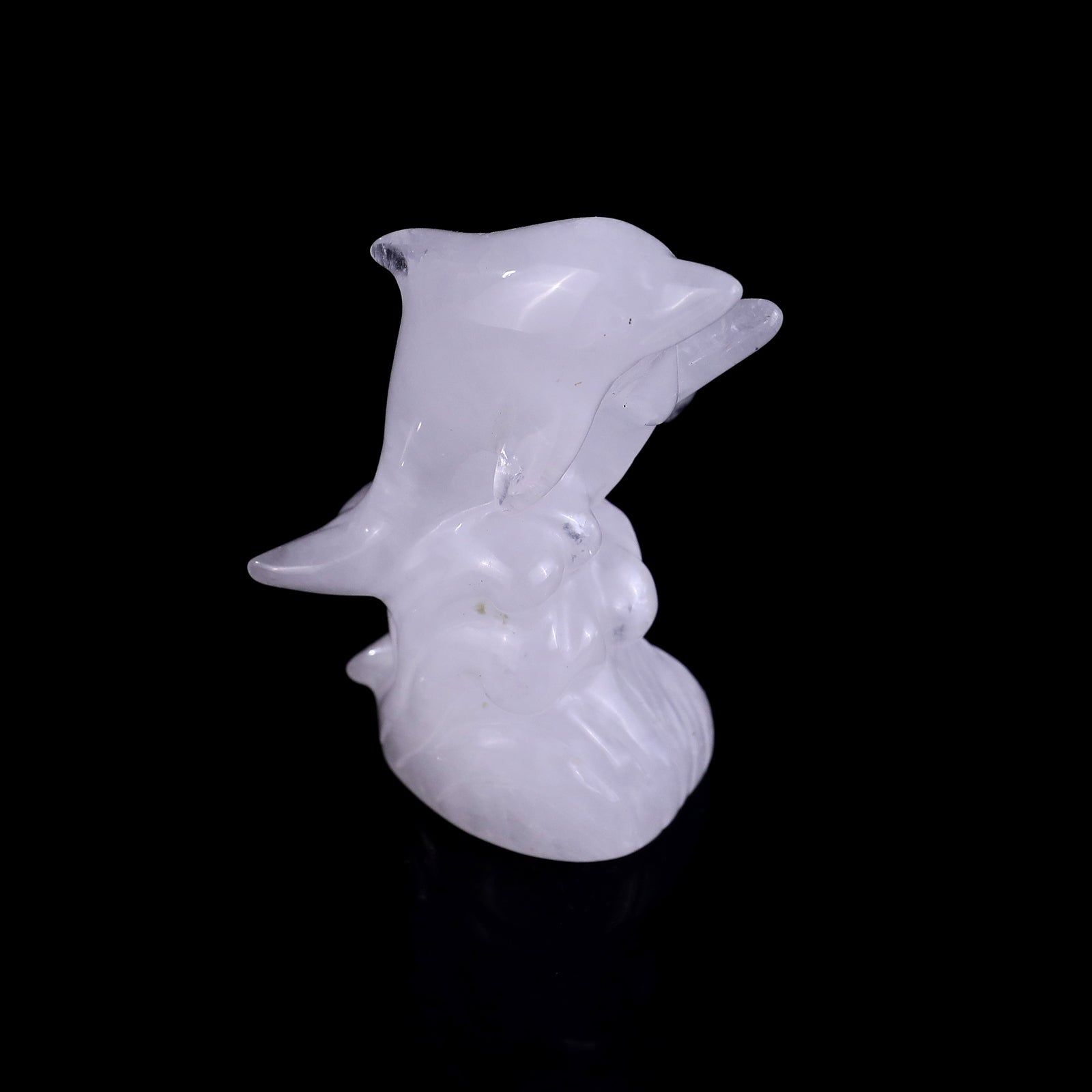 Nicedony 3.2" Angolan Quartz Rock Hand Carved Dolphins Sculpture - View 3