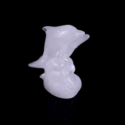 Nicedony 3.2" Angolan Quartz Rock Hand Carved Dolphins Sculpture - View 3