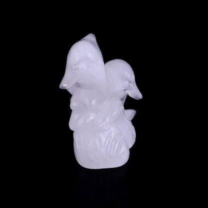 Nicedony 3.2" Angolan Quartz Rock Hand Carved Dolphins Sculpture - View 4