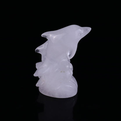 Nicedony 3.2" Angolan Quartz Rock Hand Carved Dolphins Sculpture - View 5