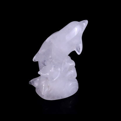 Nicedony 3.2" Angolan Quartz Rock Hand Carved Dolphins Sculpture - View 6