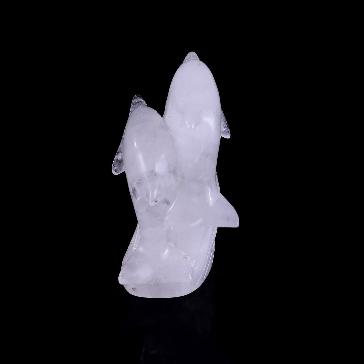 Nicedony 3.2" Angolan Quartz Rock Hand Carved Dolphins Sculpture - View 7