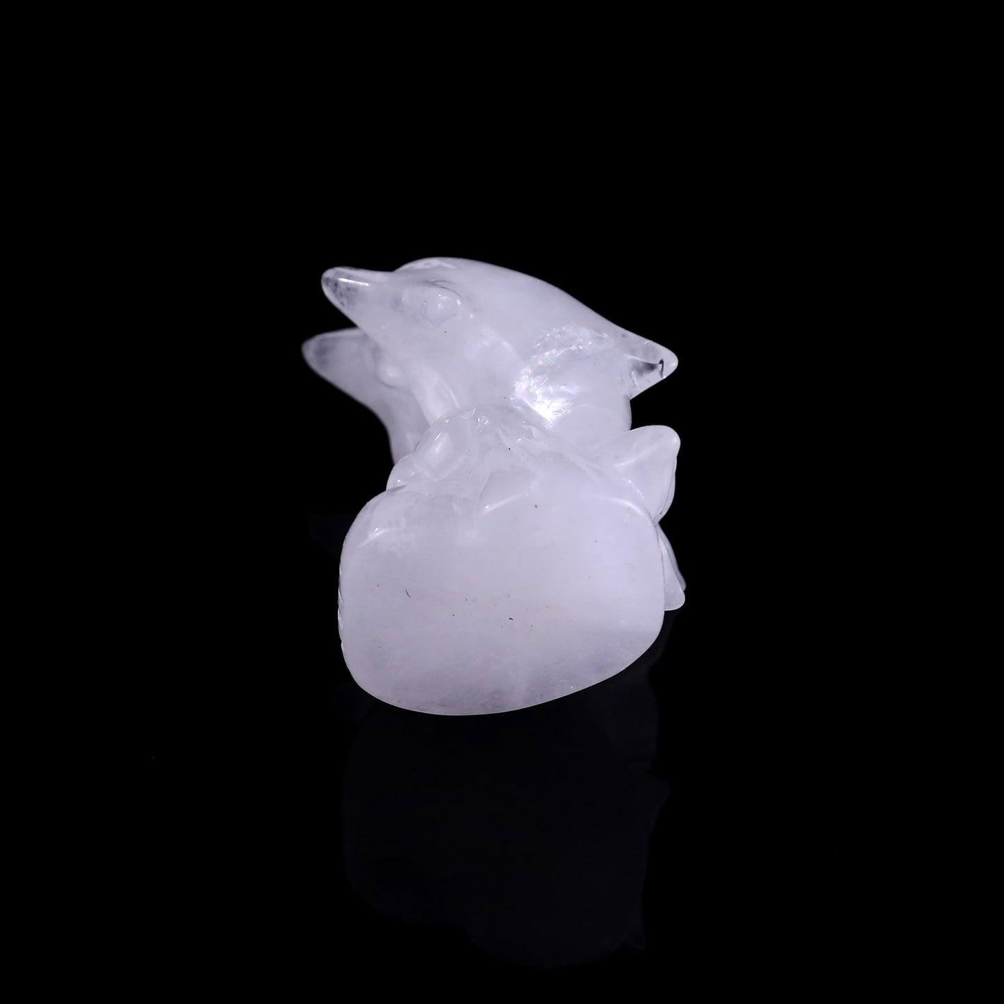 Nicedony 3.2" Angolan Quartz Rock Hand Carved Dolphins Sculpture - View 8