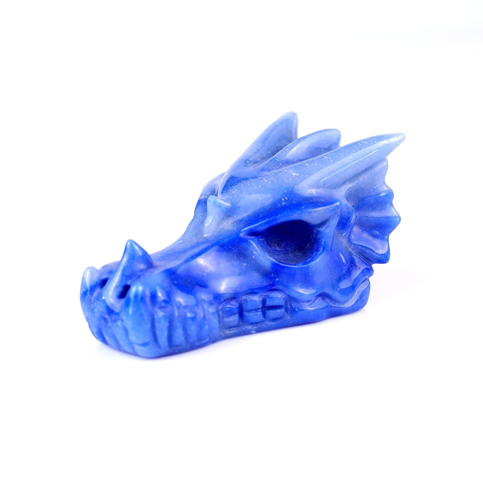 Nicedony 3.2" Blue Aventurine Hand Carved Dragon Skull Sculpture - View 7