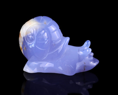 Nicedony 3.2" Blue Chalcedony Hand Carved Crystal Snail Sculpture - View 3