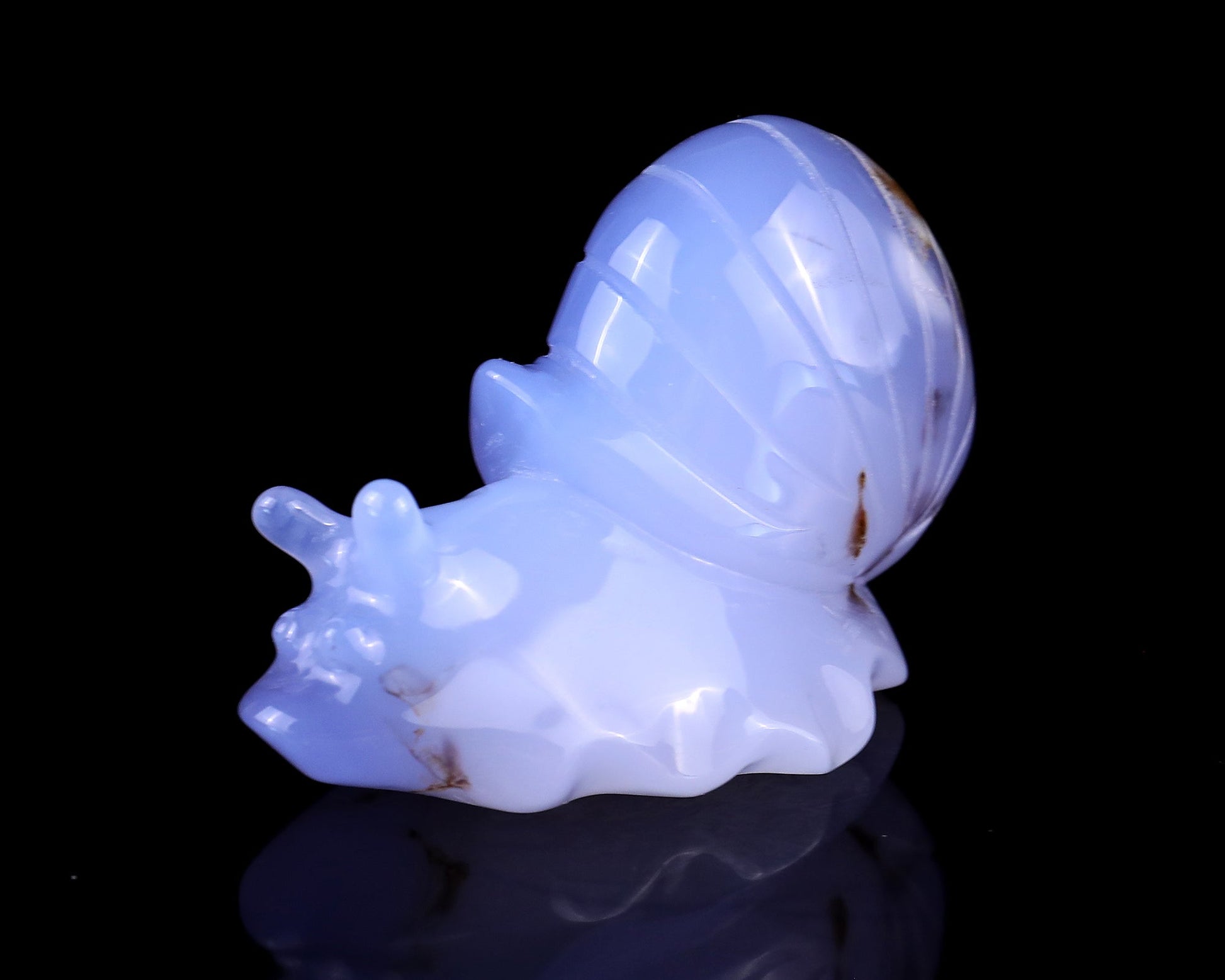 Nicedony 3.2" Blue Chalcedony Hand Carved Crystal Snail Sculpture - View 10