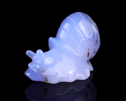Nicedony 3.2" Blue Chalcedony Hand Carved Crystal Snail Sculpture - View 10