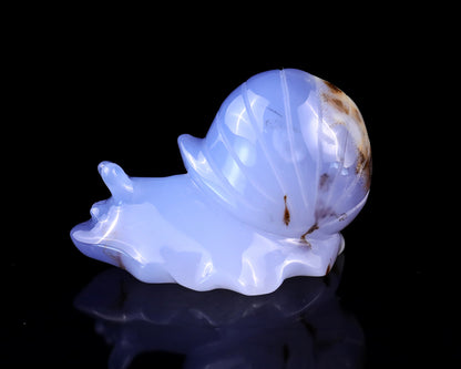 Nicedony 3.2" Blue Chalcedony Hand Carved Crystal Snail Sculpture - View 7