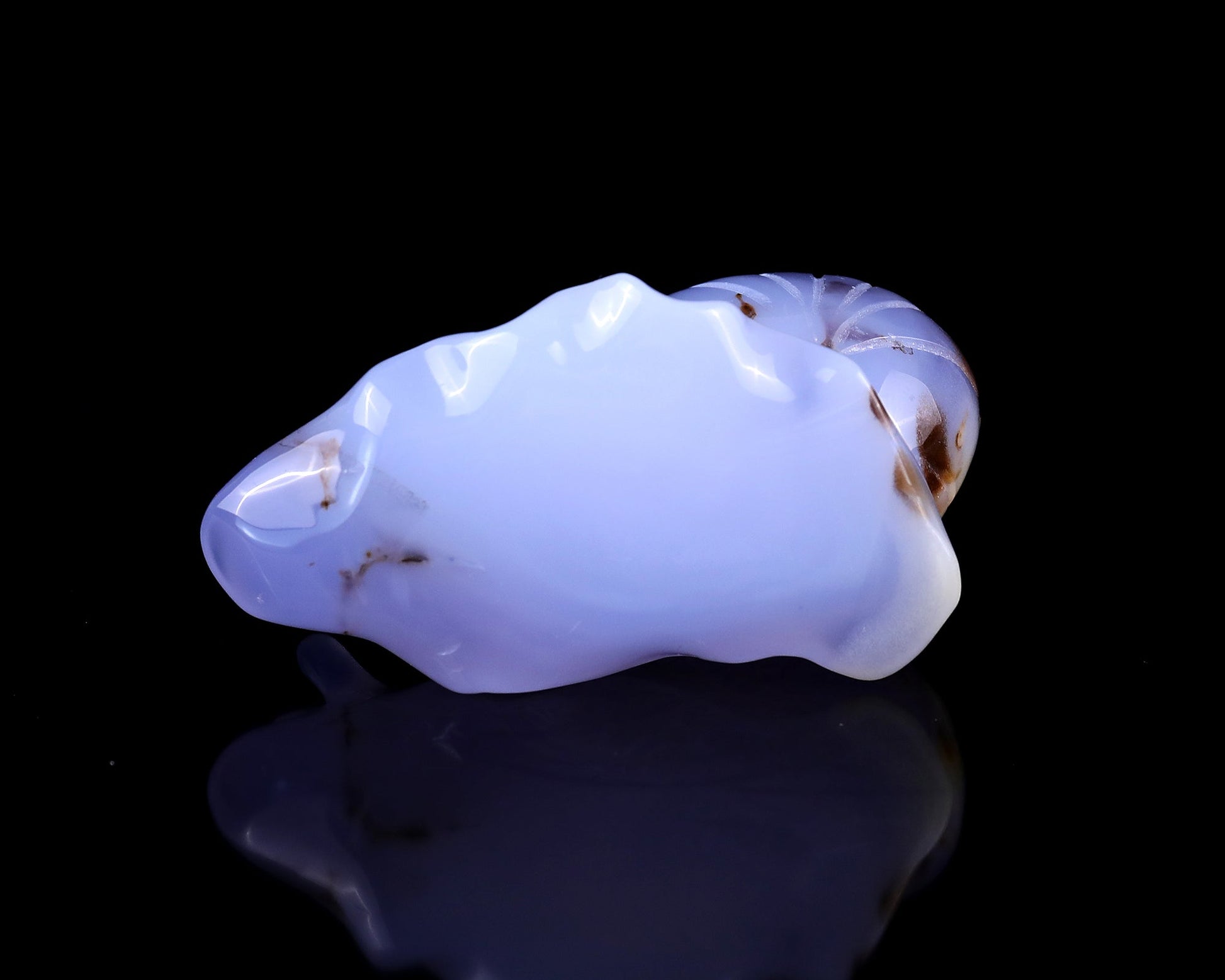 Nicedony 3.2" Blue Chalcedony Hand Carved Crystal Snail Sculpture - View 8