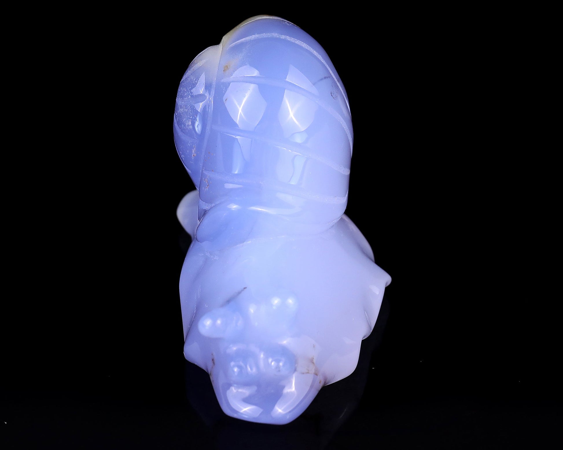Nicedony 3.2" Blue Chalcedony Hand Carved Crystal Snail Sculpture - View 2