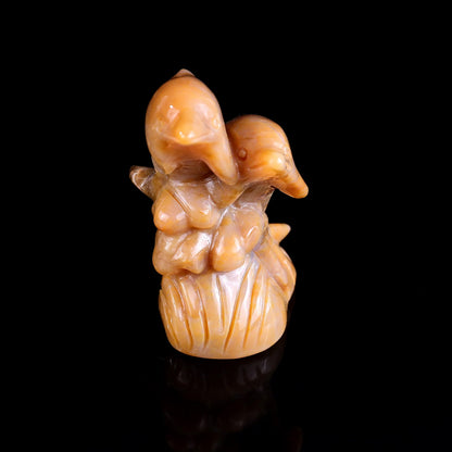 Nicedony 3.2" Chalcedony Hand Carved Crystal Dolphins Sculpture - View 3