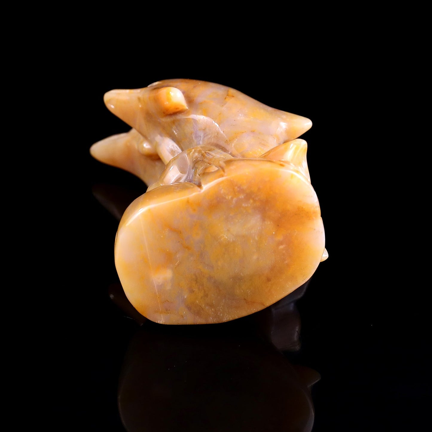 Nicedony 3.2" Chalcedony Hand Carved Crystal Dolphins Sculpture - View 8