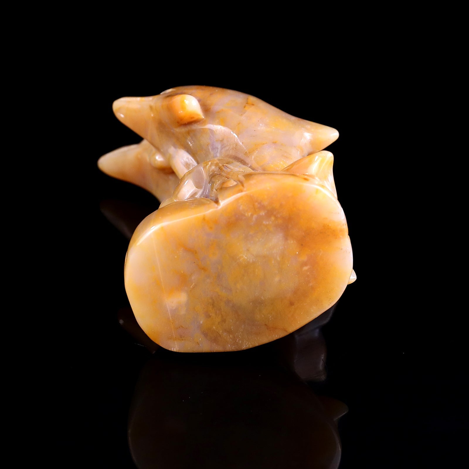Nicedony 3.2" Chalcedony Hand Carved Crystal Dolphins Sculpture - View 8