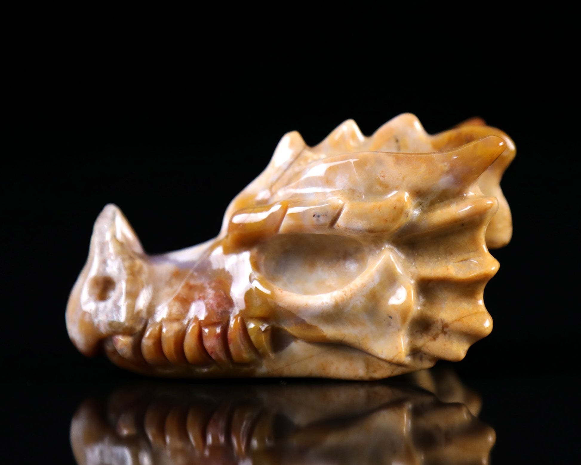 Nicedony 3.2" Chalcedony Hand Carved Crystal Dragon Skull Sculpture - View 5