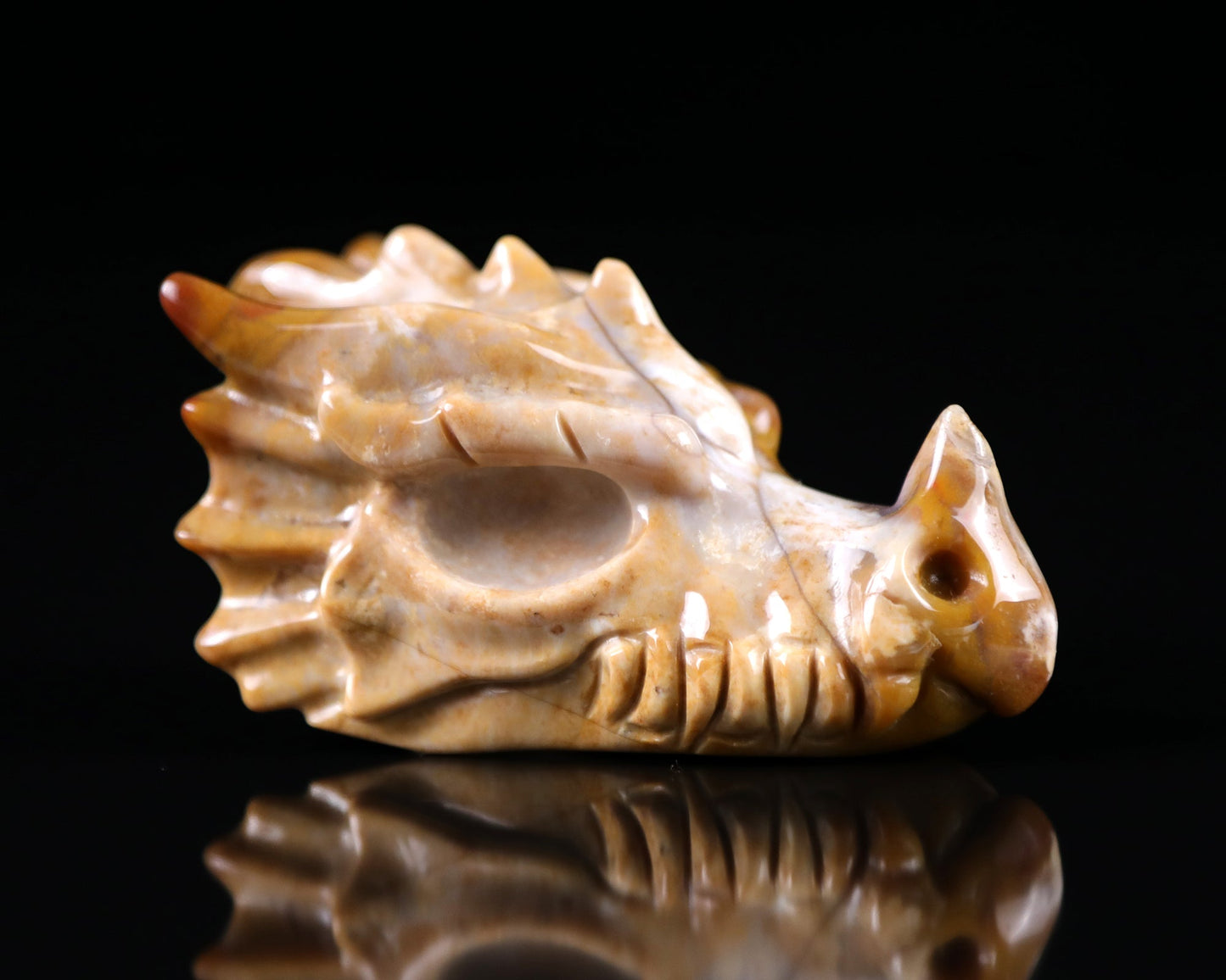 Nicedony 3.2" Chalcedony Hand Carved Crystal Dragon Skull Sculpture - View 4