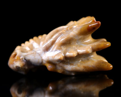 Nicedony 3.2" Chalcedony Hand Carved Crystal Dragon Skull Sculpture - View 10