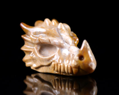 Nicedony 3.2" Chalcedony Hand Carved Crystal Dragon Skull Sculpture