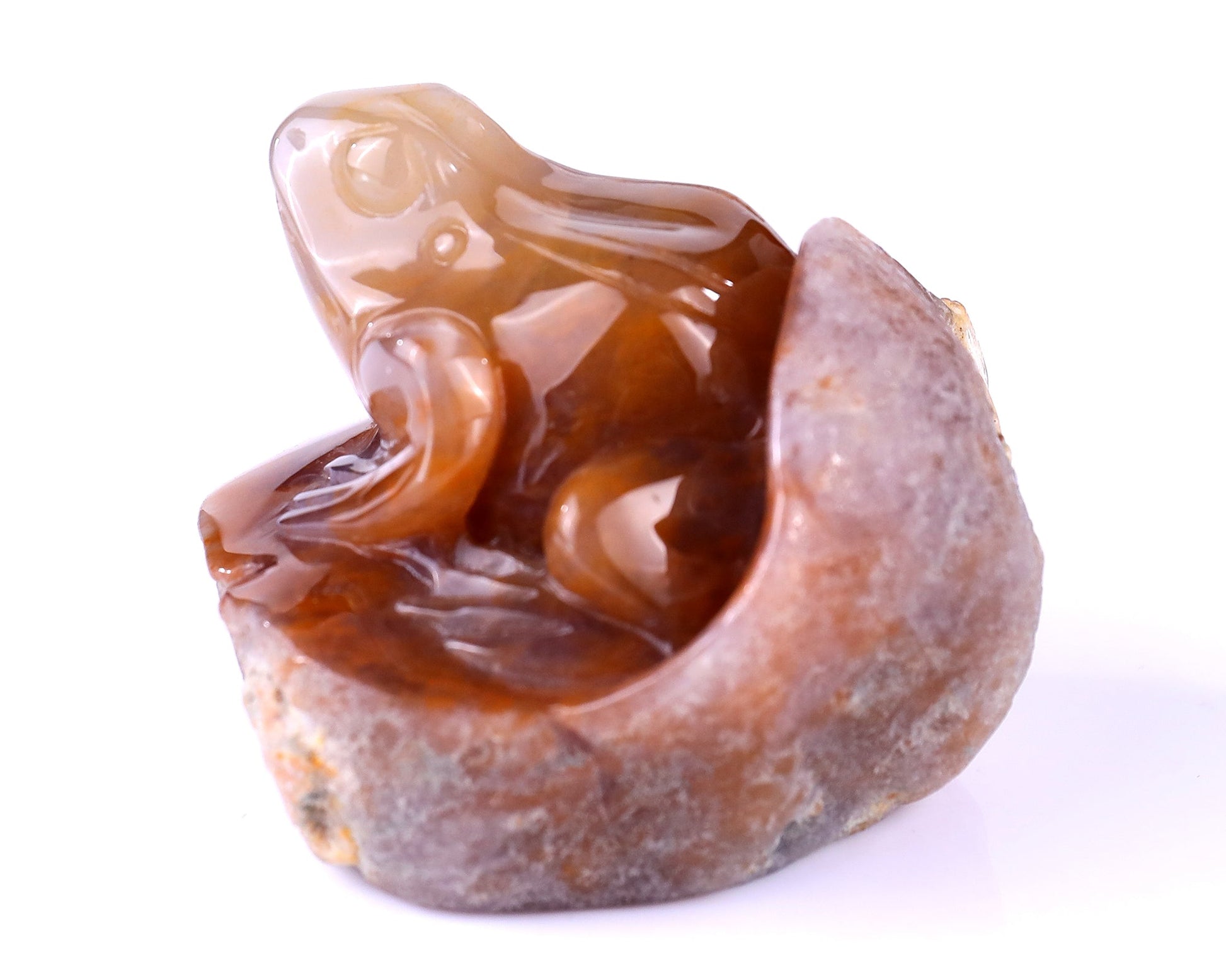 Nicedony 3.2" Chalcedony Hand Carved Crystal Frog Sculpture - View 6