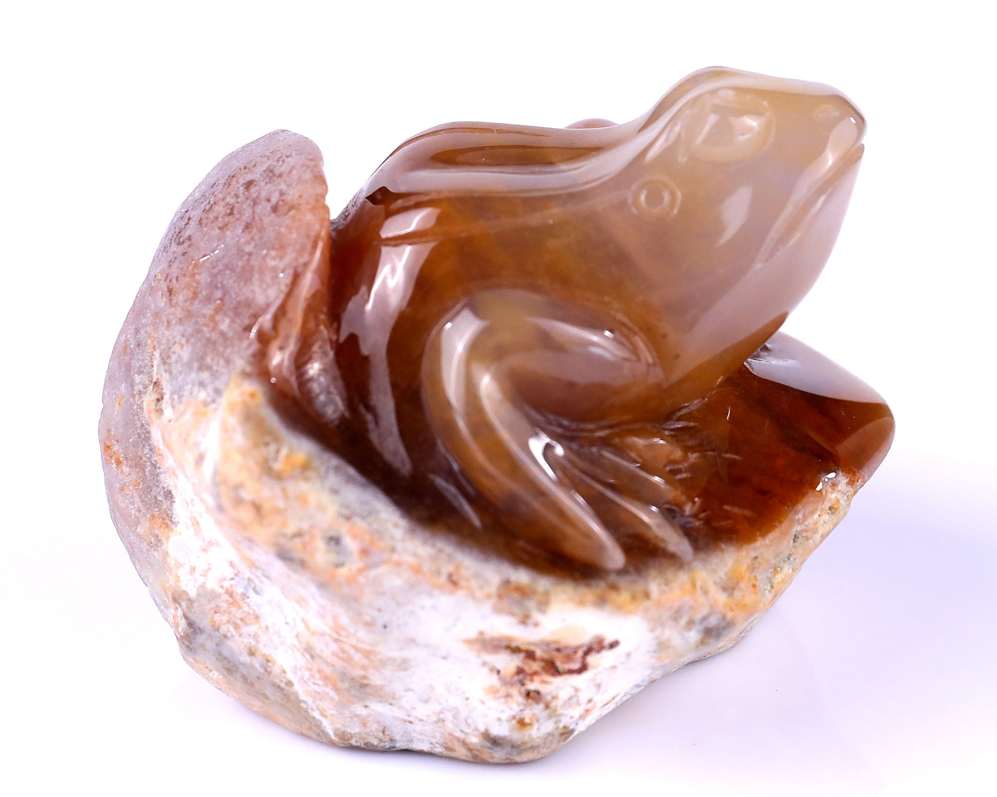 Nicedony 3.2" Chalcedony Hand Carved Crystal Frog Sculpture - View 4