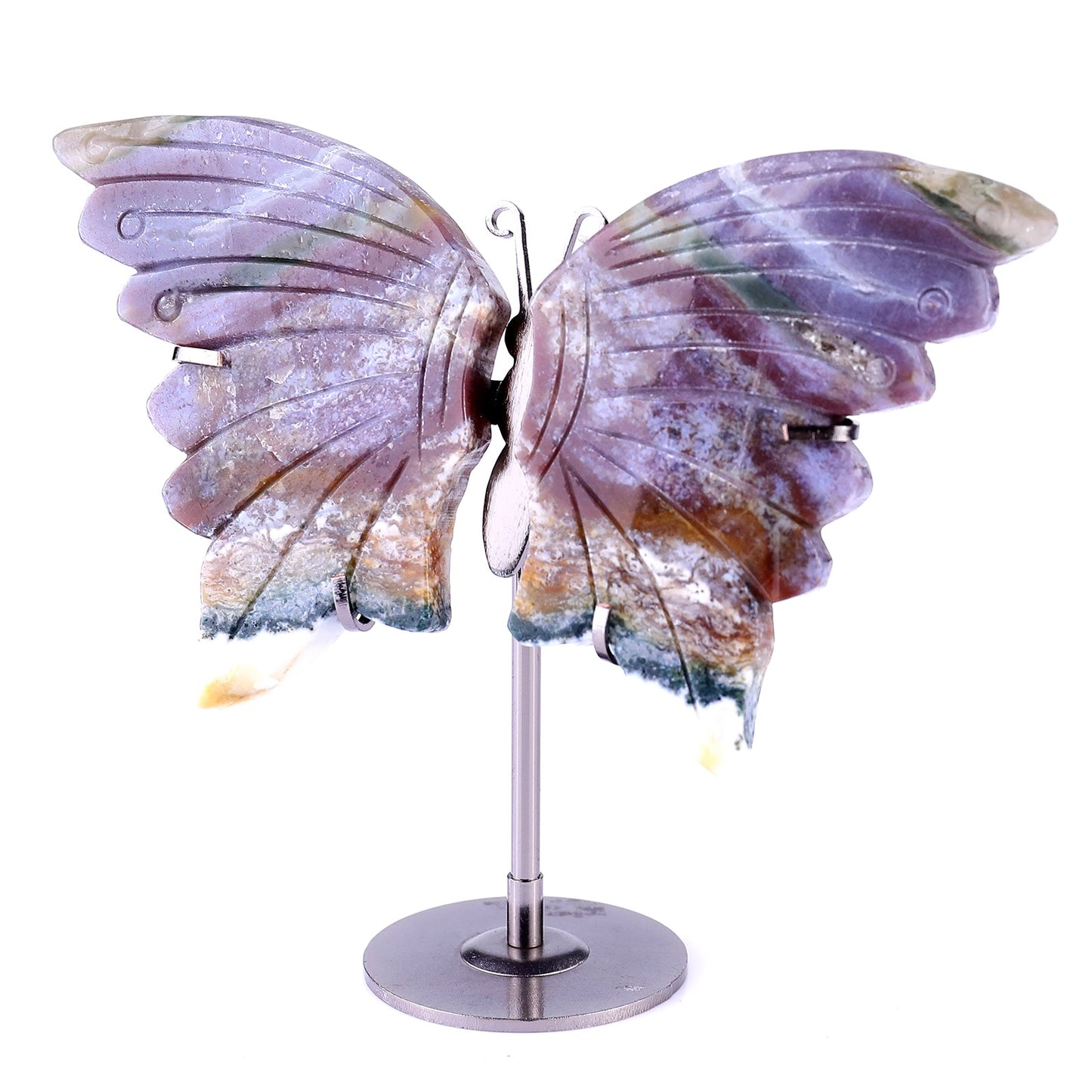 Nicedony 3.2" Indian Agate Hand Carved Butterfly Wings Sculpture - View 7