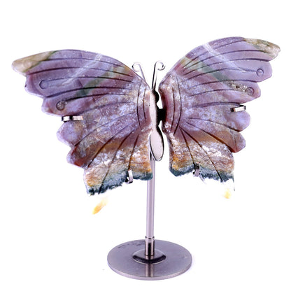 Nicedony 3.2" Indian Agate Hand Carved Butterfly Wings Sculpture - View 4