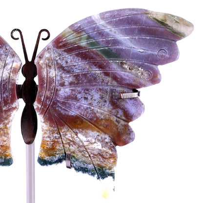 Nicedony 3.2" Indian Agate Hand Carved Butterfly Wings Sculpture - View 2