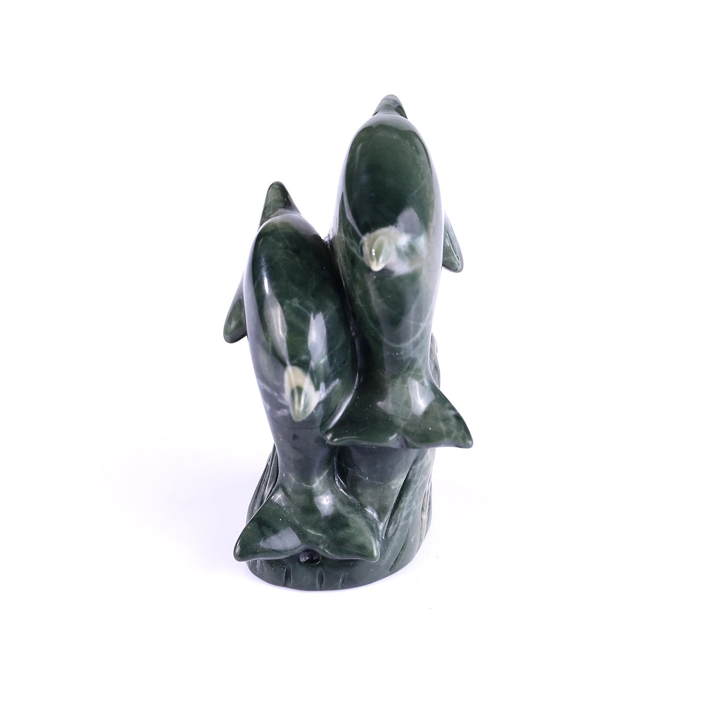 Nicedony 3.2" Jiulong Jade Hand Carved Crystal Dolphins Sculpture - View 15