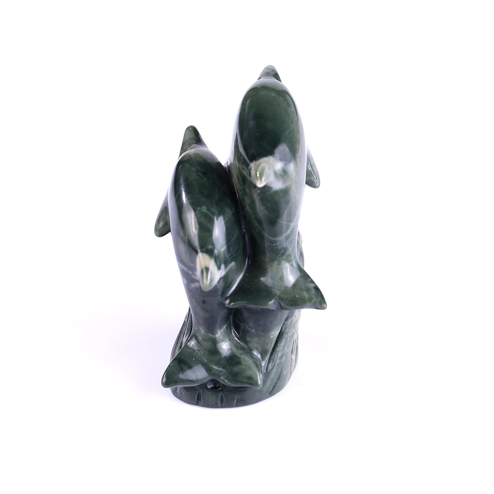 Nicedony 3.2" Jiulong Jade Hand Carved Crystal Dolphins Sculpture - View 15