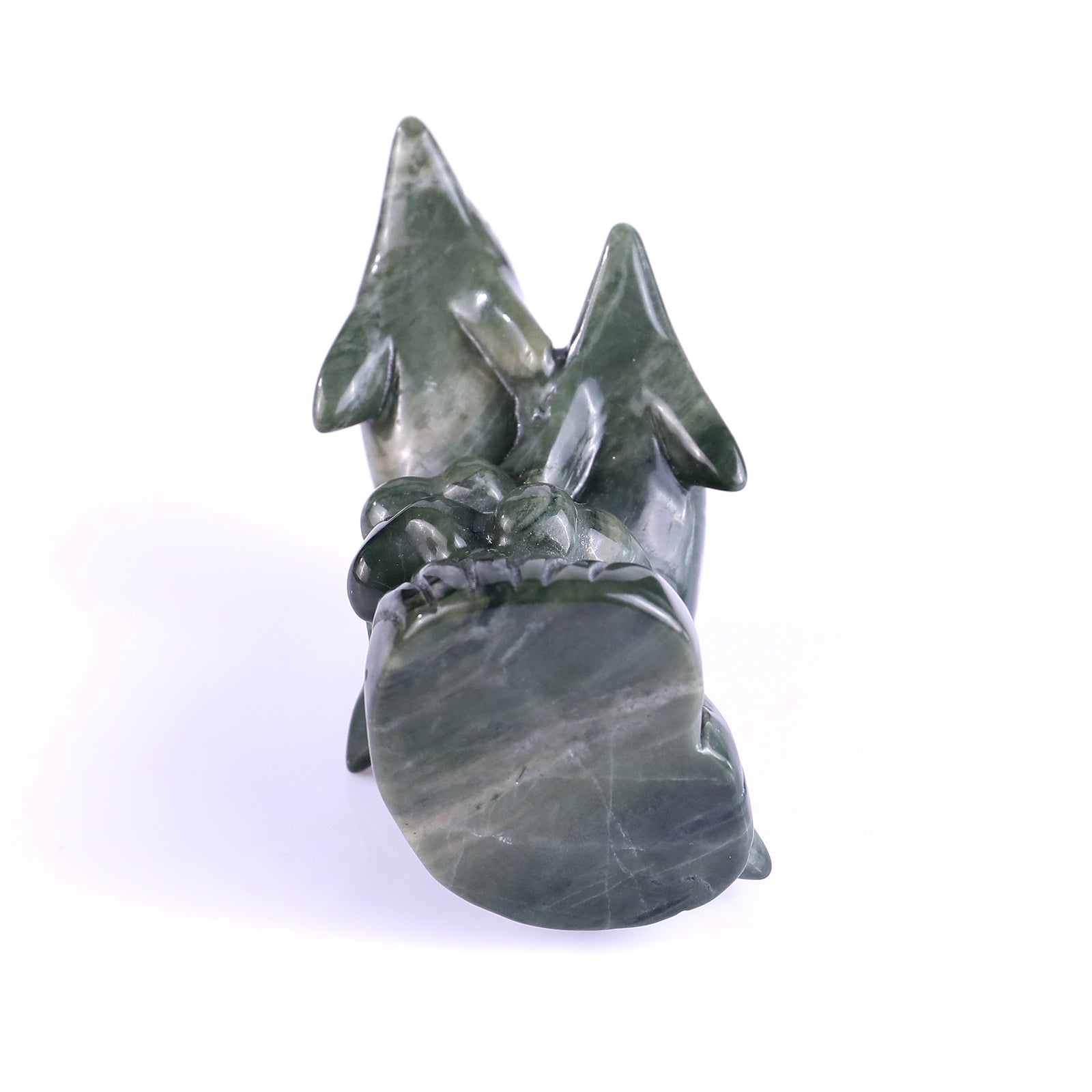 Nicedony 3.2" Jiulong Jade Hand Carved Crystal Dolphins Sculpture - View 17