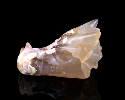 Nicedony 3.2" Sakura Agate Hand Carved Crystal Dragon Skull Sculpture - View 4