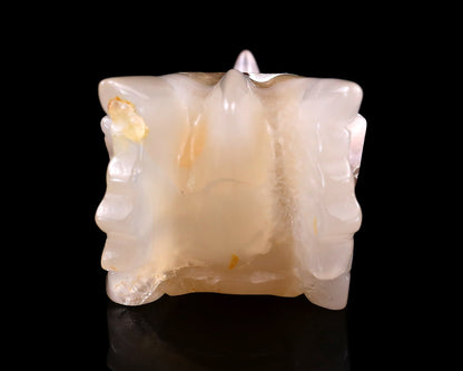 Nicedony 3.2" Sakura Agate Hand Carved Crystal Dragon Skull Sculpture - View 5