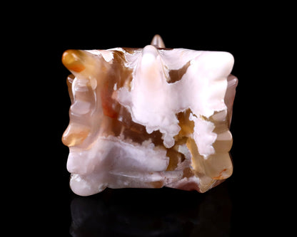 Nicedony 3.2" Sakura Agate Hand Carved Crystal Dragon Skull Sculpture - View 12