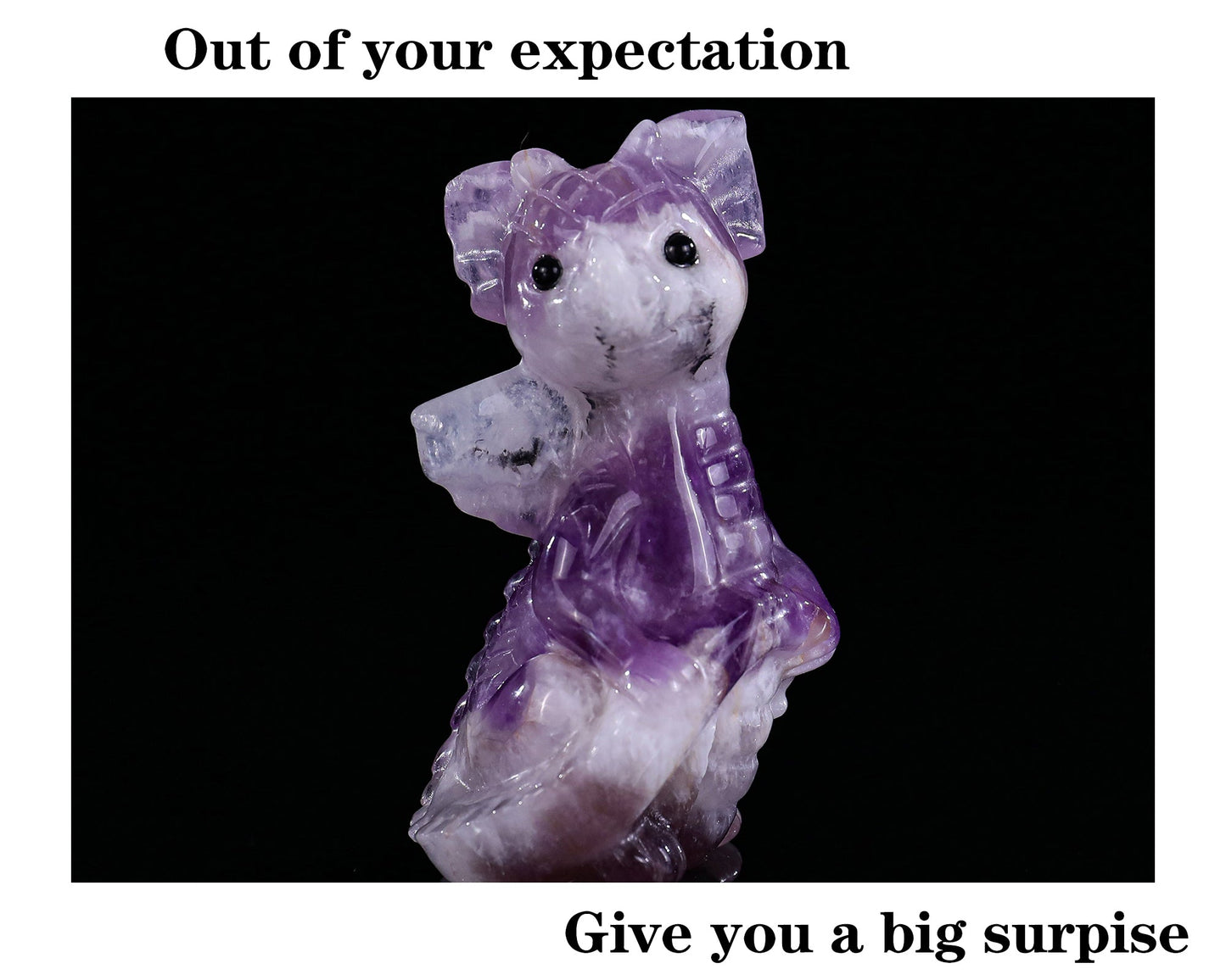 Nicedony 3.3" Amethyst Hand Carved Crystal Cute Baby Dragon Sculpture